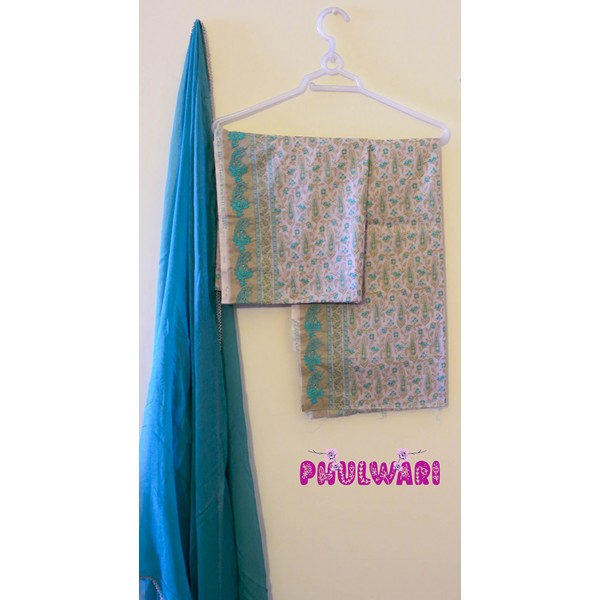 Unstitched 2 Piece Embroidered Lawn Suit (Shirt+ Dupatta)